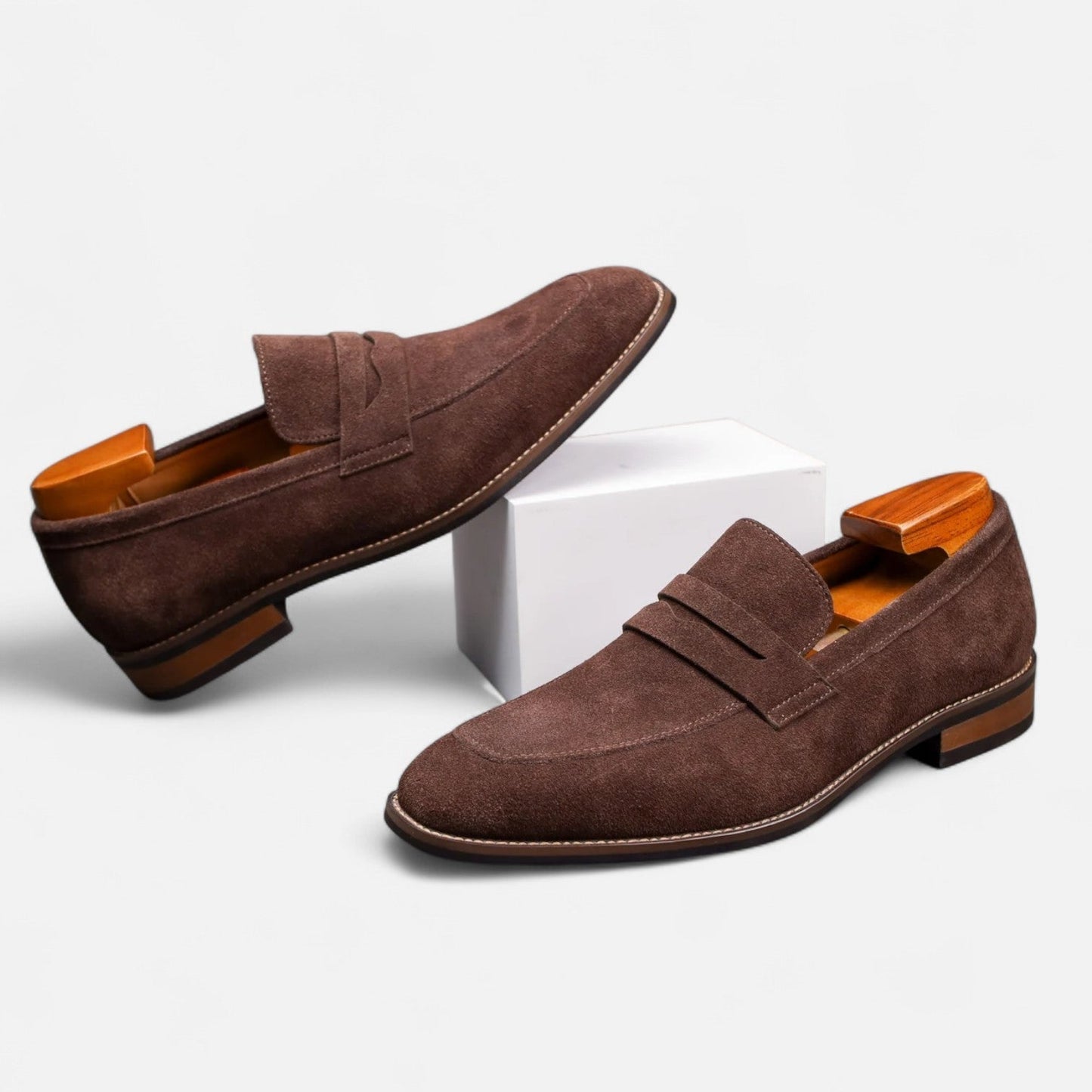 Men’s Suede Penny Loafers Classic Smart Slip-On Shoes 6