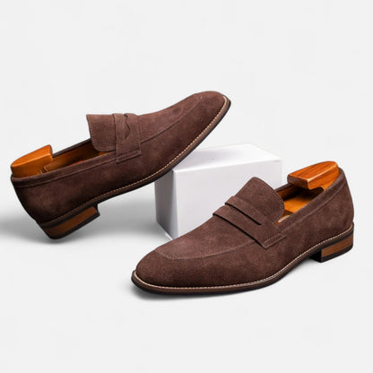 Men’s Suede Penny Loafers Classic Smart Slip-On Shoes 6
