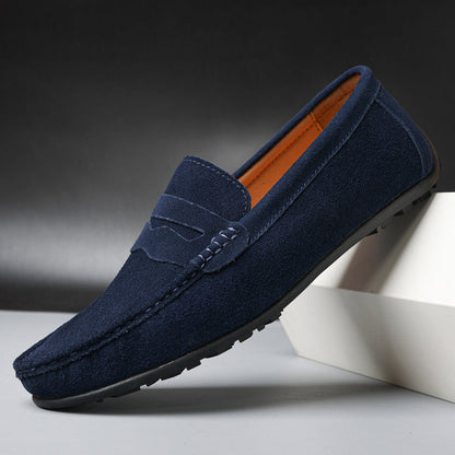 Men’s Suede Penny Loafers Refined Slip-On Casual Shoes 7