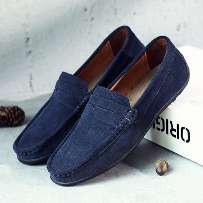 Men’s Suede Penny Loafers Refined Slip-On Casual Shoes 8