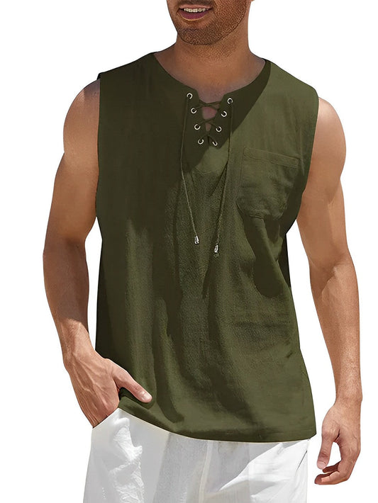 Men's Tank Top | Lace-Up V-Neck