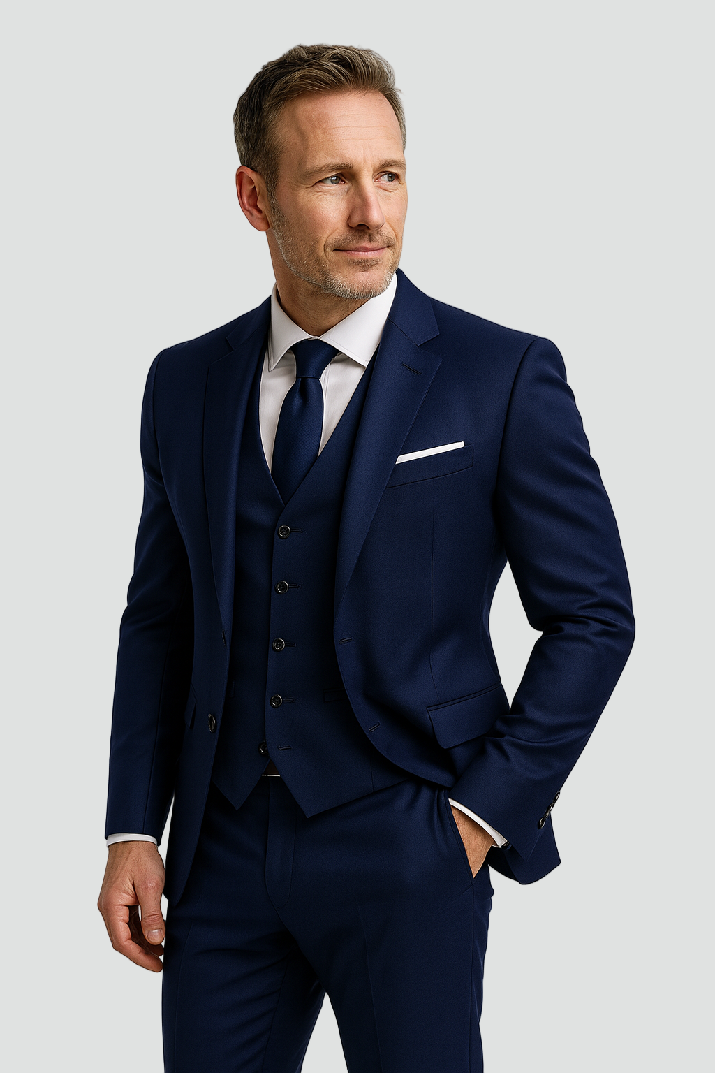 Men’s Three-Piece Slim Fit Formal Suit and Waistcoat Set 0