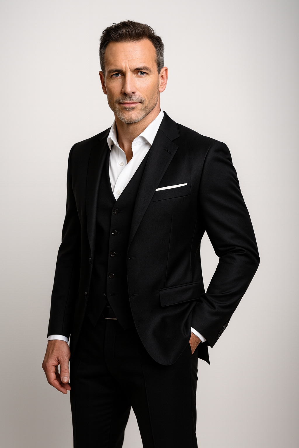 Men’s Three-Piece Slim Fit Formal Suit and Waistcoat Set 1