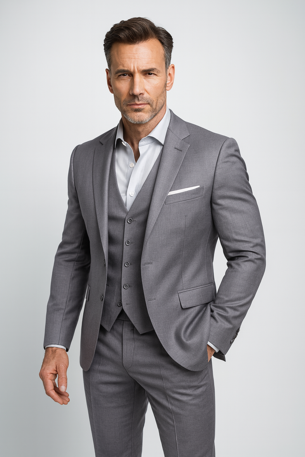Men’s Three-Piece Slim Fit Formal Suit and Waistcoat Set 2