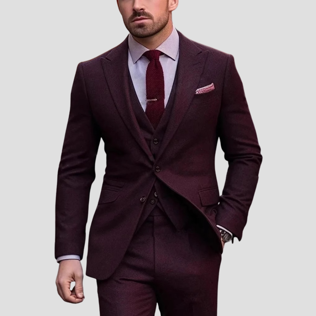 Men’s Three Piece Slim Fit Tailored Formal Suit Set 1