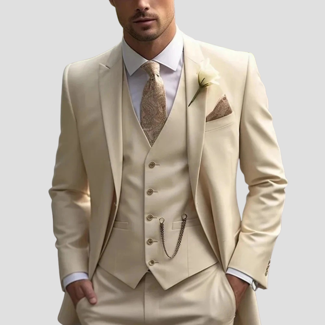 Men’s Three Piece Slim Fit Tailored Formal Suit Set 2