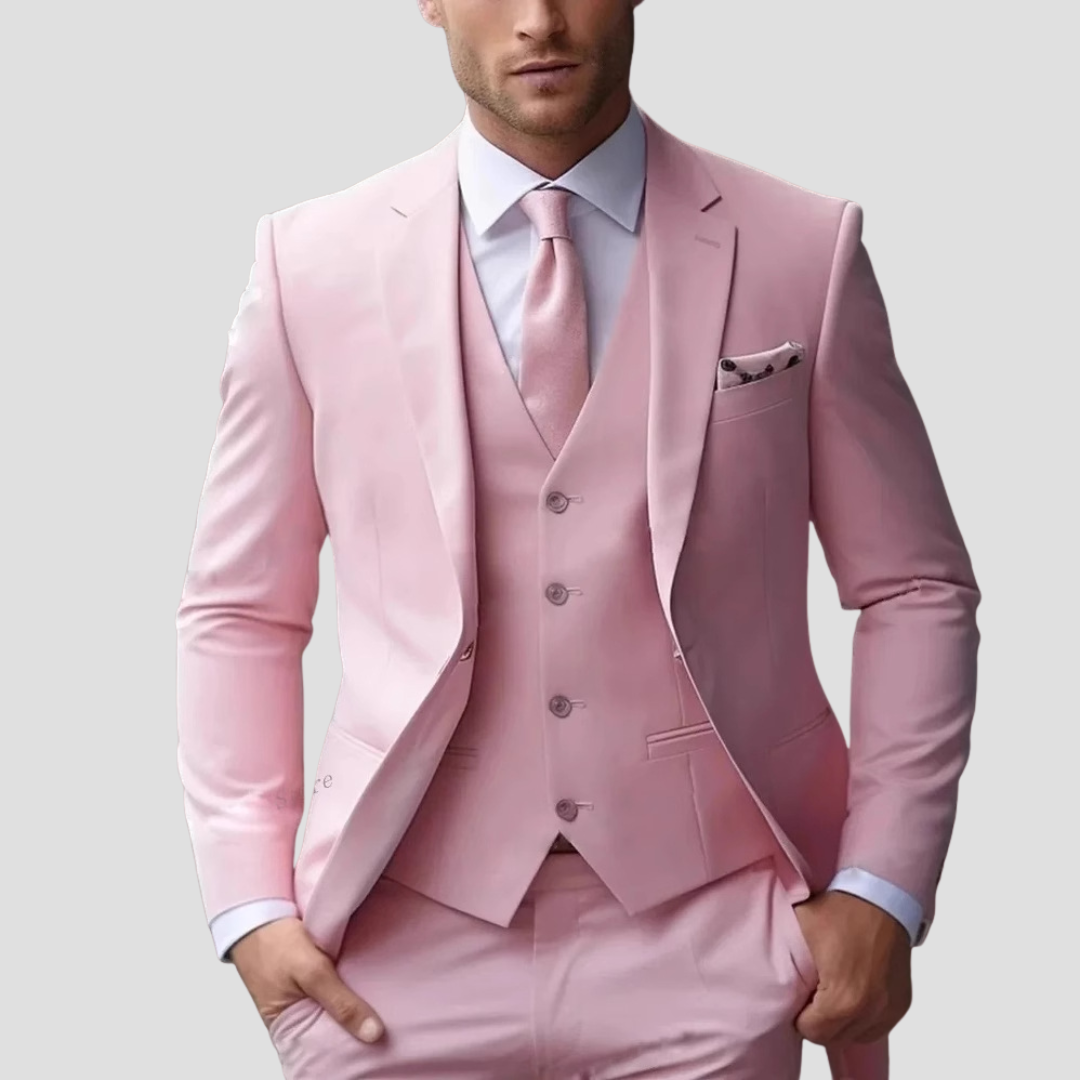 Men’s Three Piece Slim Fit Tailored Formal Suit Set 4