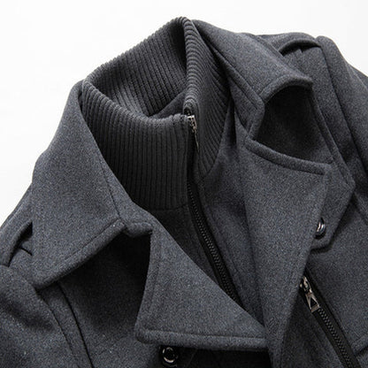 Men's Stylish Layered Long Jacket with Zip-In Insert
