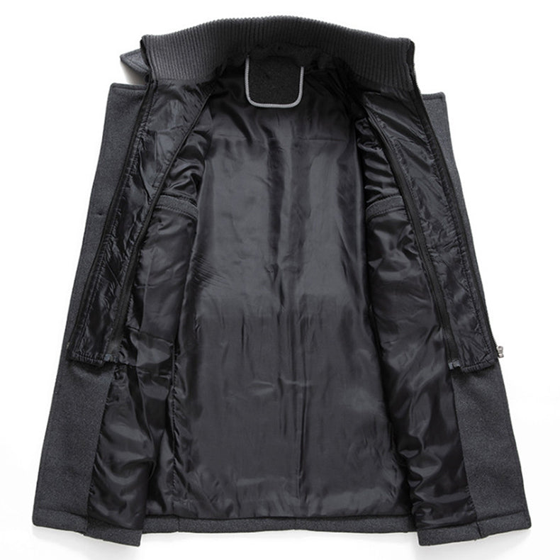 Men's Stylish Layered Long Jacket with Zip-In Insert