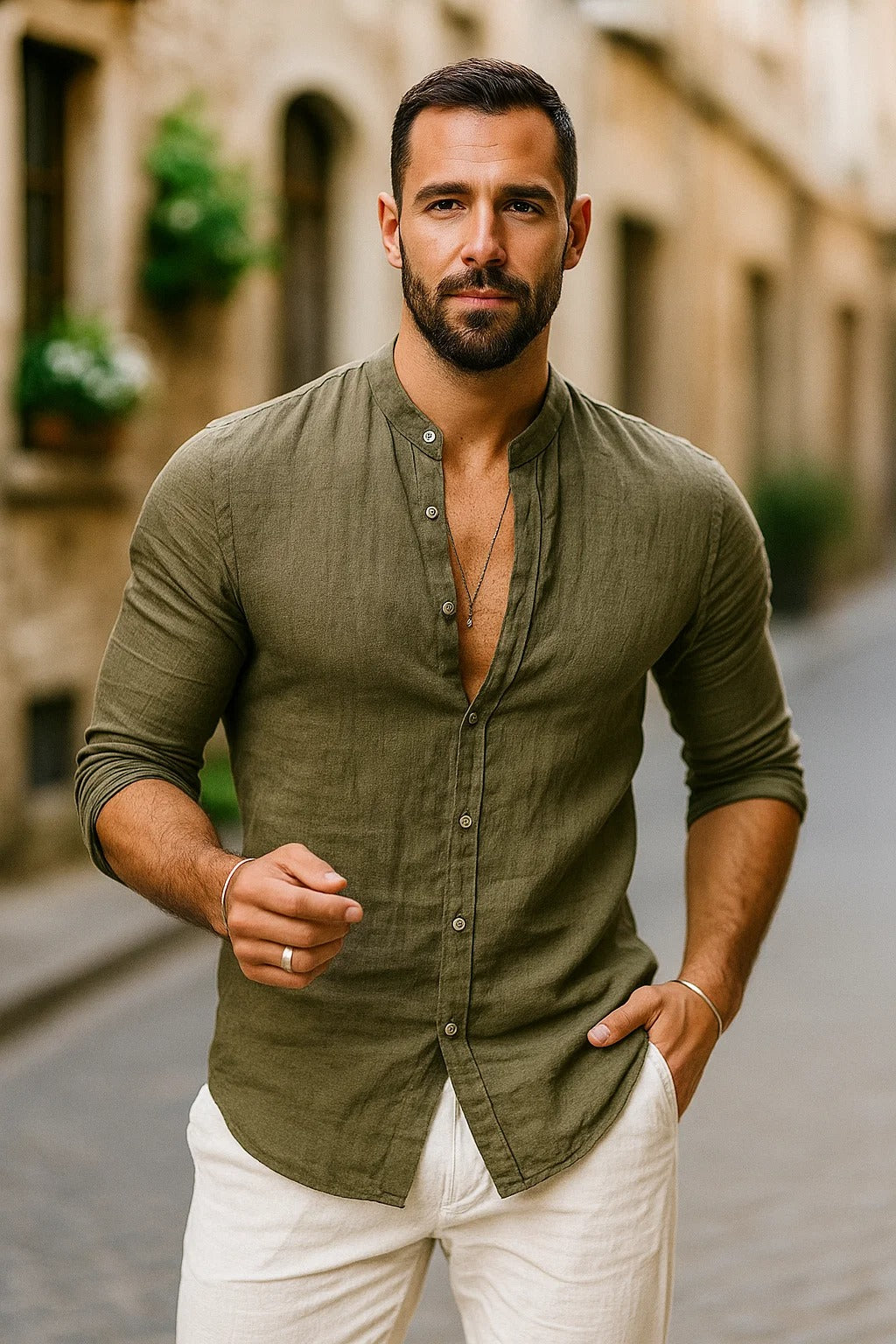 Men's 3/4 Sleeve Shirt - Stylish Cotton Blend for Everyday Wear