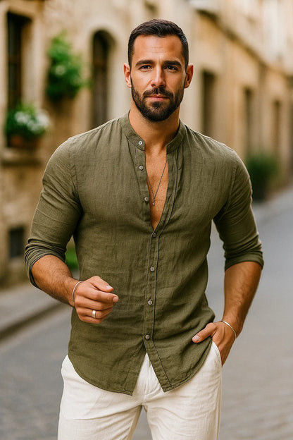 Men's 3/4 Sleeve Shirt - Stylish Cotton Blend for Everyday Wear