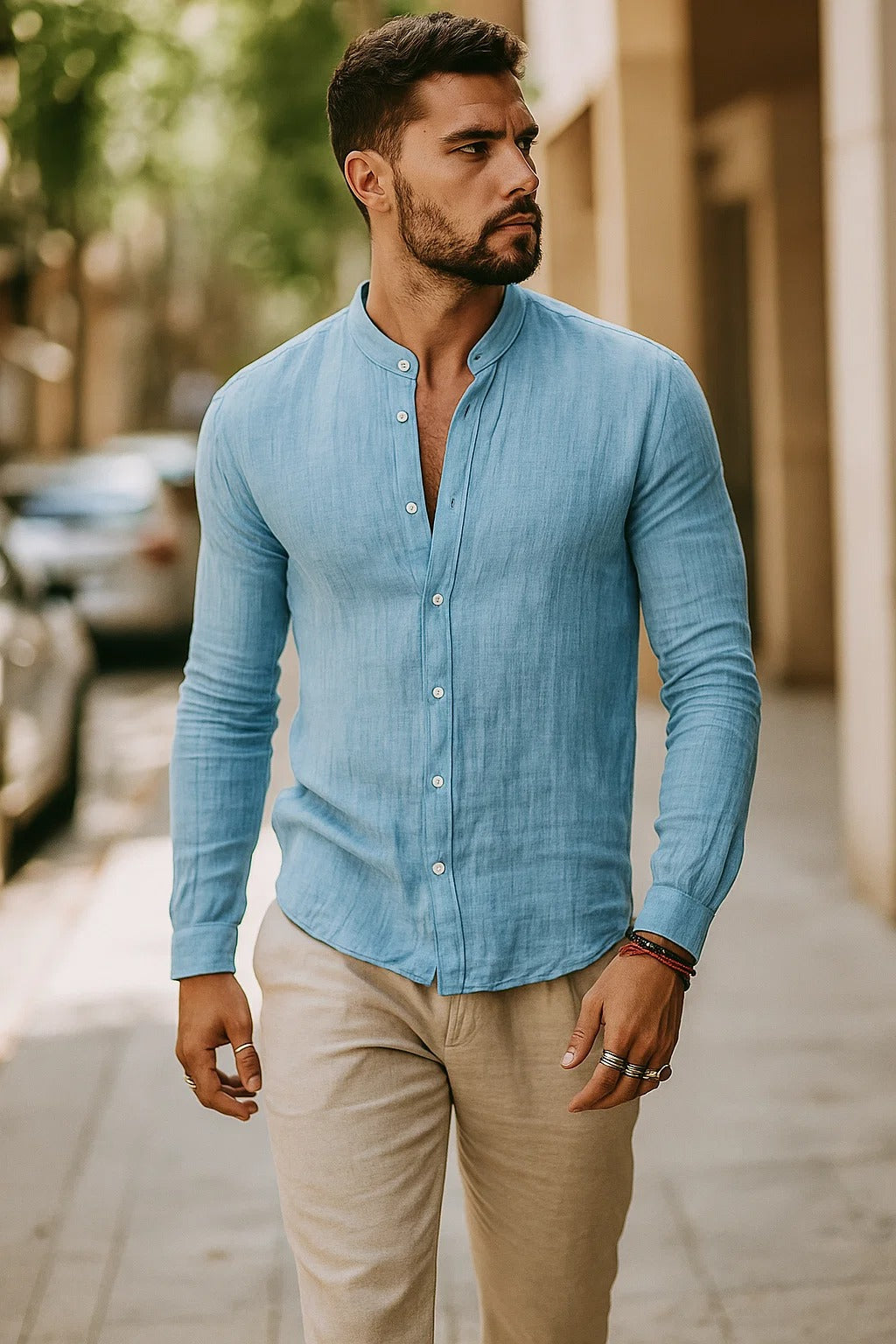 Men's 3/4 Sleeve Shirt - Stylish Cotton Blend for Everyday Wear
