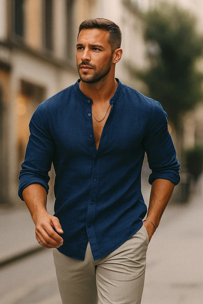 Men's 3/4 Sleeve Shirt - Stylish Cotton Blend for Everyday Wear