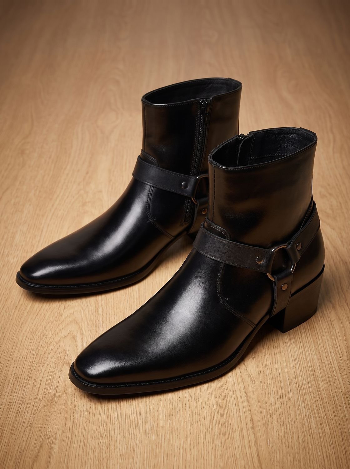 Men's Ankle Boots | Harness Strap & Chisel Toe