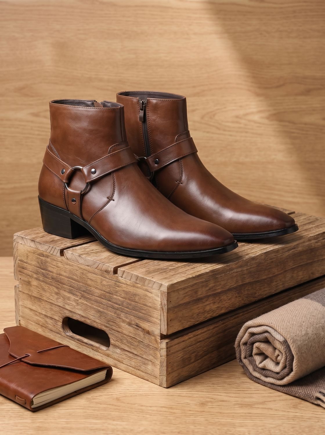 Men's Ankle Boots | Harness Strap & Chisel Toe