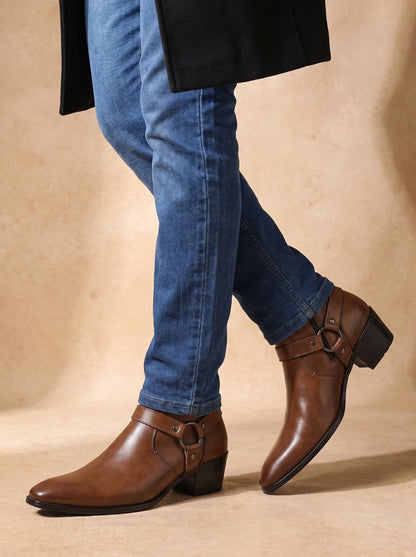 Men's Ankle Boots | Harness Strap & Chisel Toe