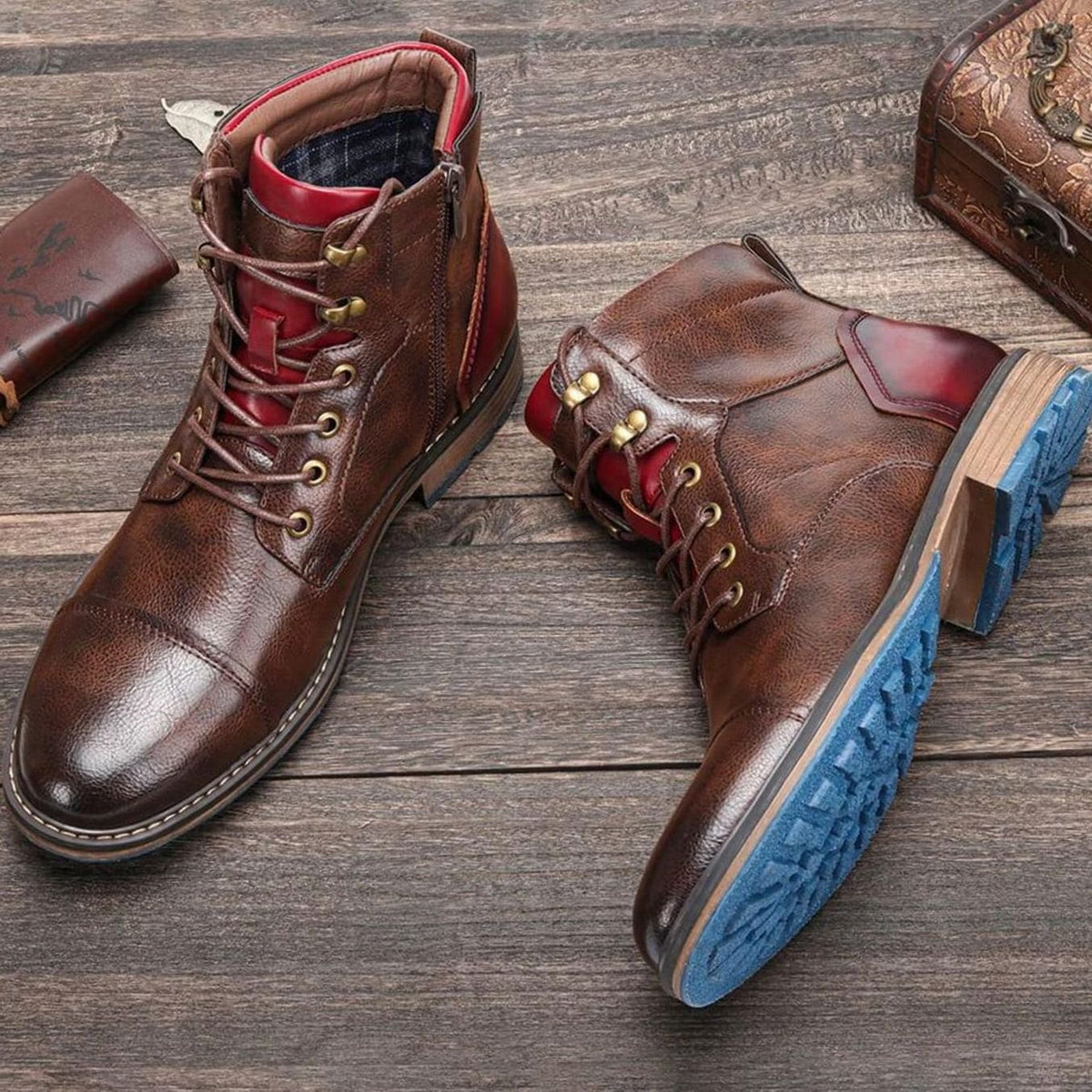Men's Ankle Boots | Zip & Lace-Up Cap-Toe Design