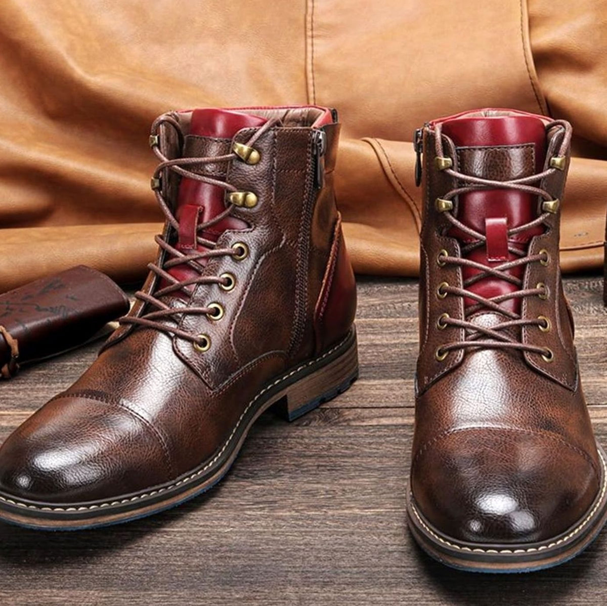 Men's Ankle Boots | Zip & Lace-Up Cap-Toe Design