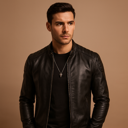 Men's Biker Jacket Classic Fit Comfortable Casual Style