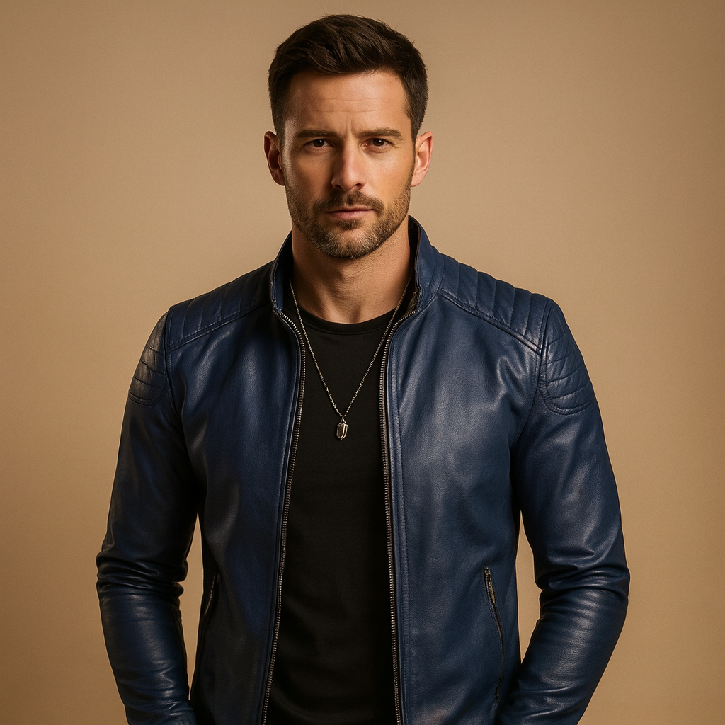 Men's Biker Jacket Classic Fit Comfortable Casual Style
