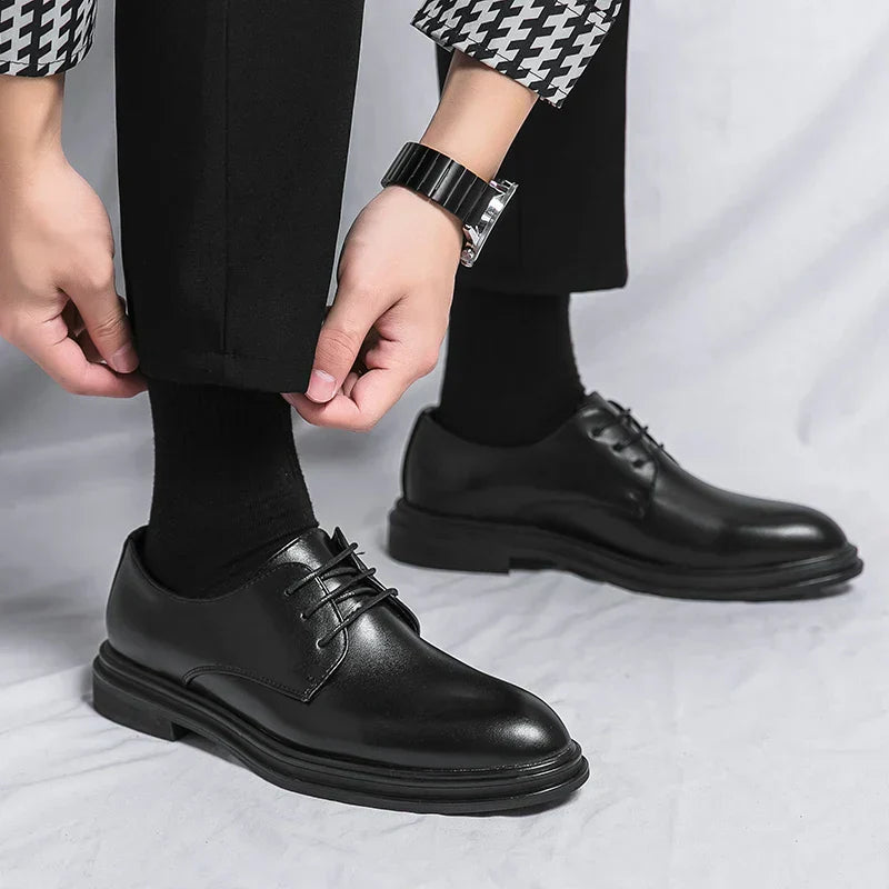 Men's Black Patent Derby Dress Shoes for Formal Occasions