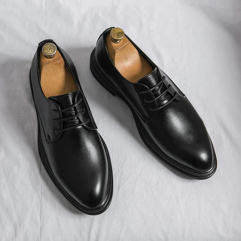 Men's Black Patent Derby Dress Shoes for Formal Occasions
