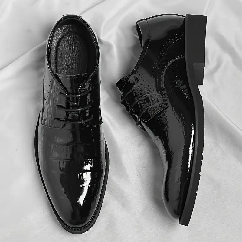 Men's Black Patent Oxford Dress Shoes - Glossy Finish for Formal Events
