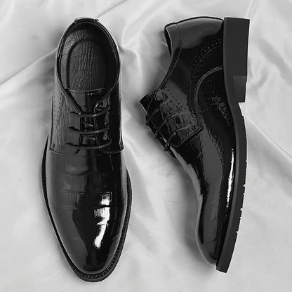 Men's Black Patent Oxford Dress Shoes - Glossy Finish for Formal Events