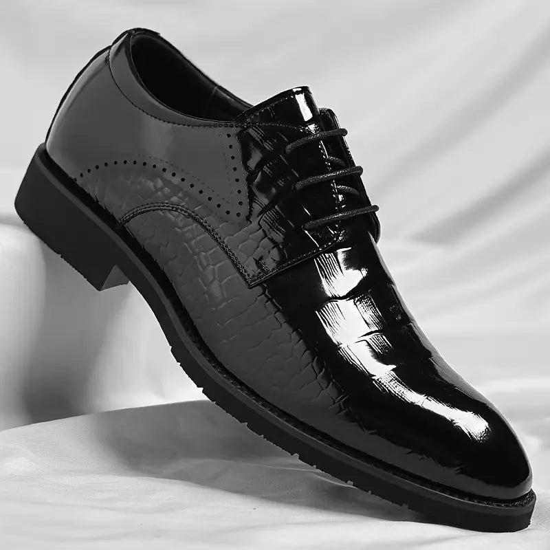 Men's Black Patent Oxford Dress Shoes - Glossy Finish for Formal Events
