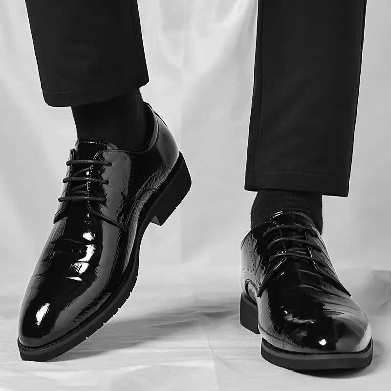 Men's Black Patent Oxford Dress Shoes - Glossy Finish for Formal Events