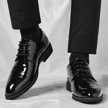 Men's Black Patent Oxford Dress Shoes - Glossy Finish for Formal Events