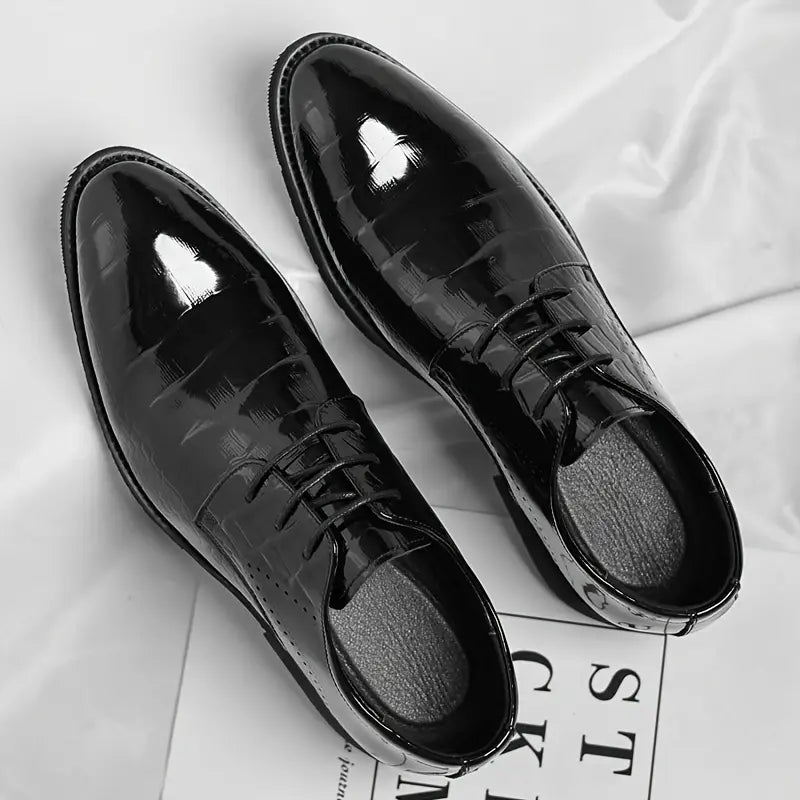 Men's Black Patent Oxford Dress Shoes - Glossy Finish for Formal Events