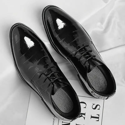 Men's Black Patent Oxford Dress Shoes - Glossy Finish for Formal Events
