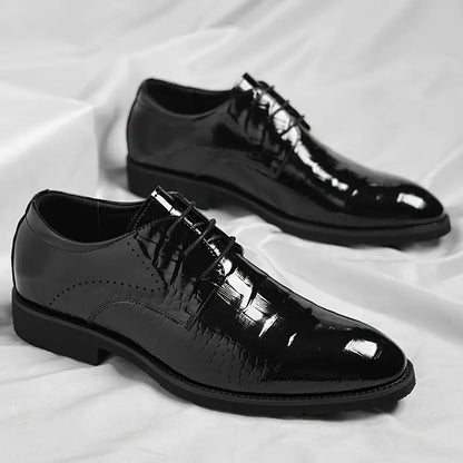 Men's Black Patent Oxford Dress Shoes - Glossy Finish for Formal Events