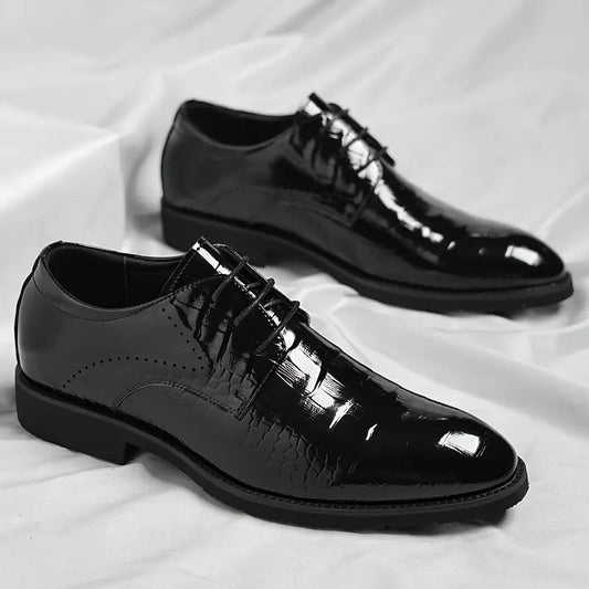 Men's Black Patent Oxford Dress Shoes - Glossy Finish for Formal Events