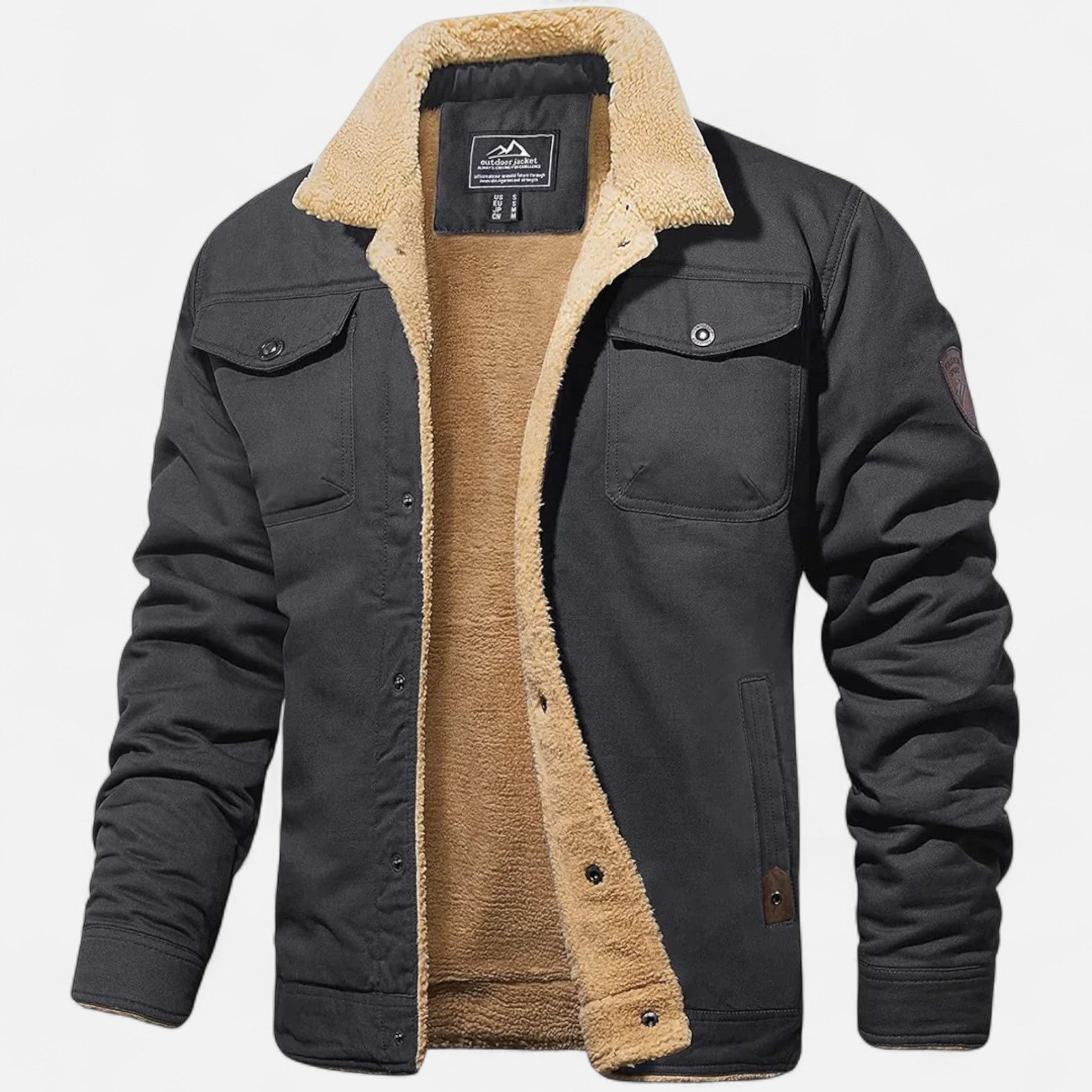 Men's Classic Aviator Bomber Jacket with Sherpa Collar for Winter Wear