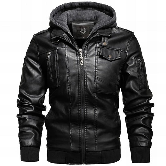 Men's Bomber Jacket | Removable Hood & Multi-Pocket Design