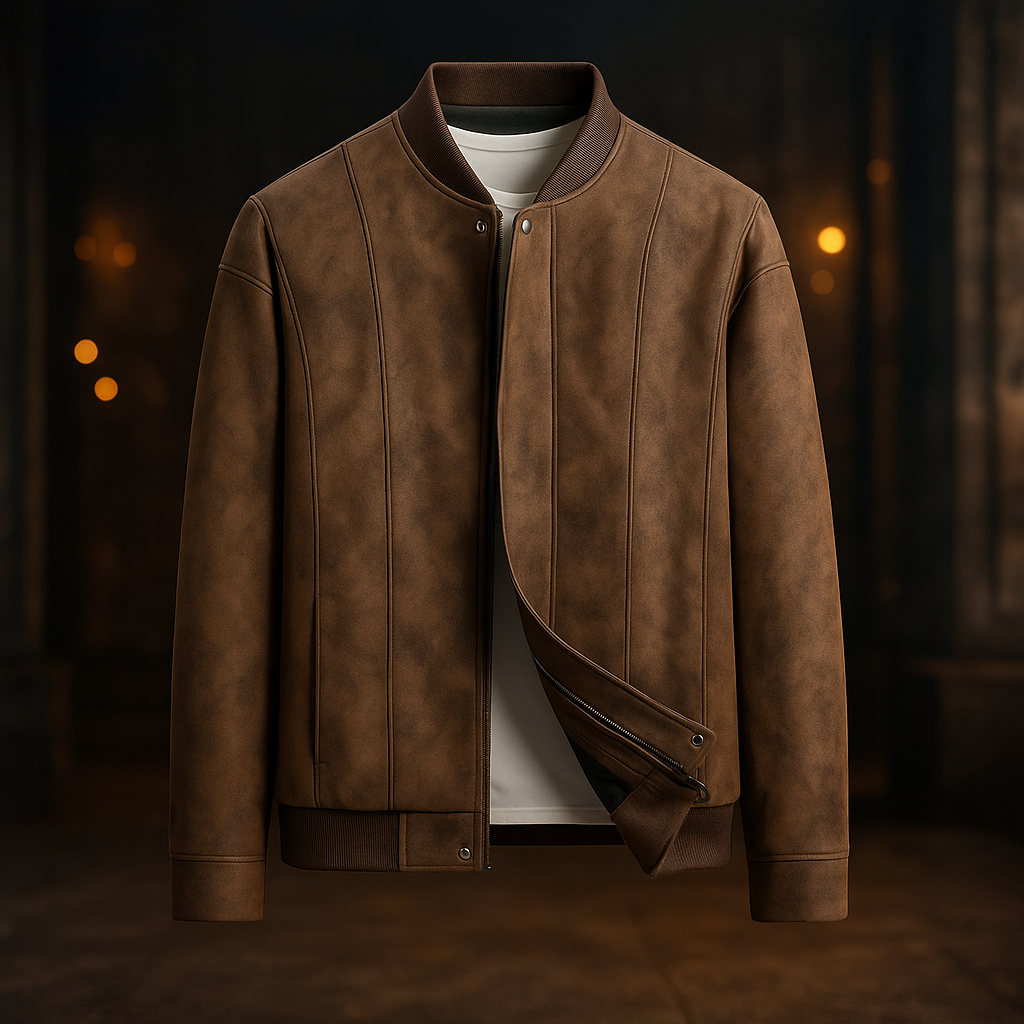 Men's Bomber Jacket | Ribbed Collar & Panel Seaming