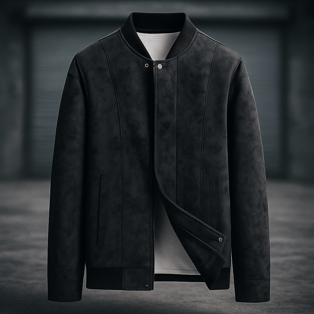Men's Bomber Jacket | Ribbed Collar & Panel Seaming