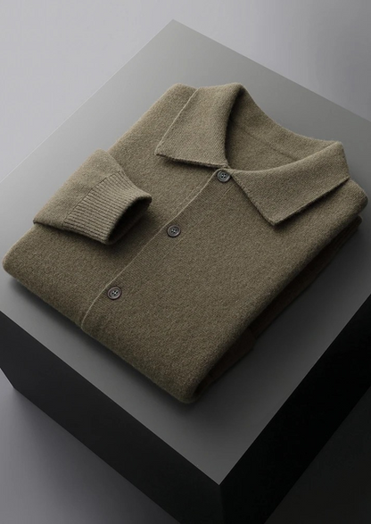 Men's Button-Up Cardigan with Patch Pockets for Stylish Layering