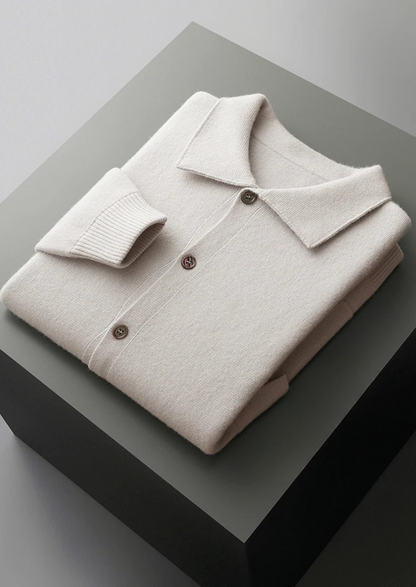 Men's Button-Up Cardigan with Patch Pockets for Stylish Layering