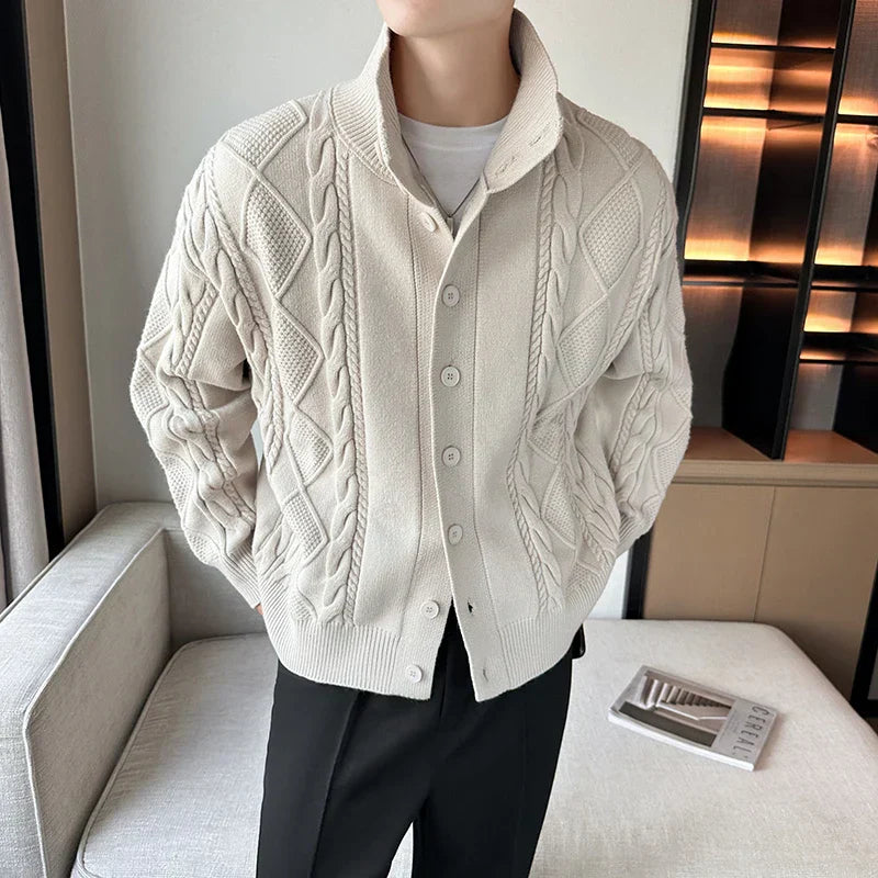 Men's Cable Knit Cardigan for Stylish Layering