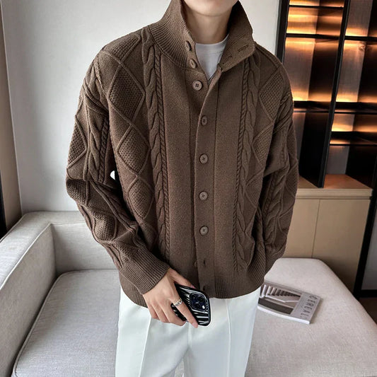 Men's Cable Knit Cardigan for Stylish Layering