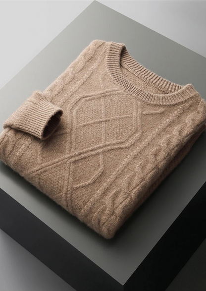 Men's Cable Knit Crew Neck Sweater - Cozy Winter Essential