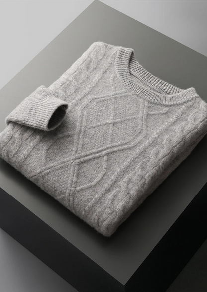 Men's Cable Knit Crew Neck Sweater - Cozy Winter Essential