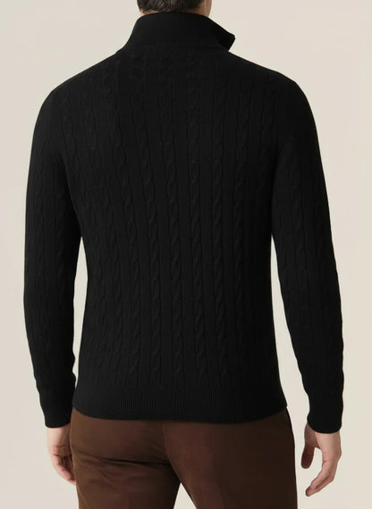 Men's Cable Knit Half Zip Jumper - Stylish Stand Collar for Any Occasion