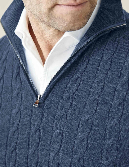 Men’s Cable-Knit Quarter-Zip Sweater – Stylish Knitwear for Every Occasion