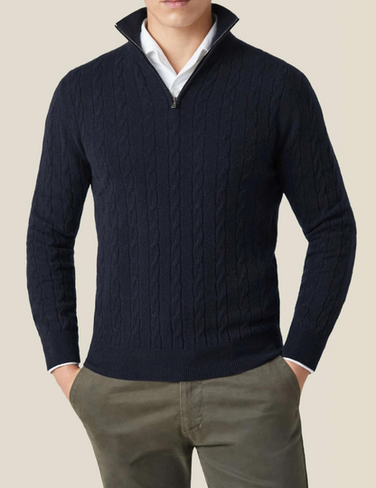 Men’s Cable-Knit Quarter-Zip Sweater – Stylish Knitwear for Every Occasion