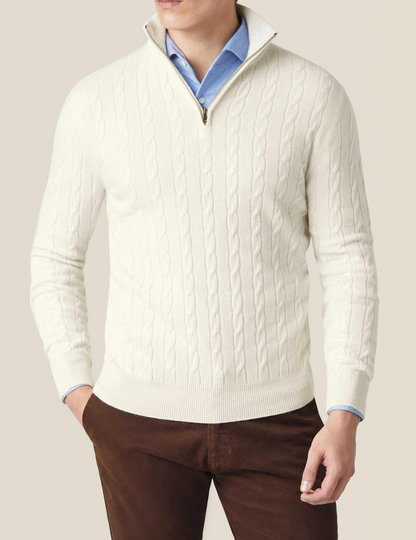 Men’s Cable-Knit Quarter-Zip Sweater – Stylish Knitwear for Every Occasion