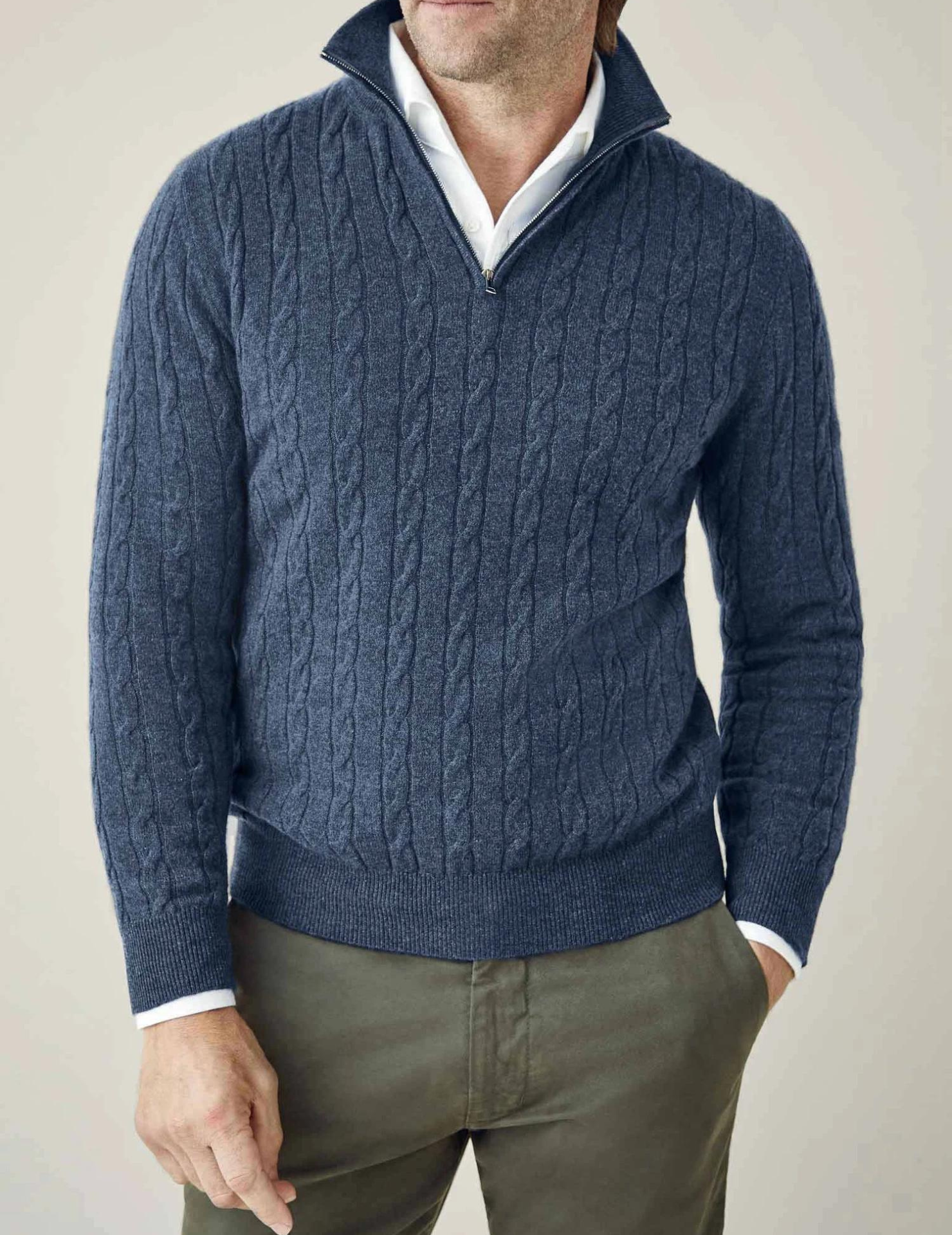 Men’s Cable-Knit Quarter-Zip Sweater – Stylish Knitwear for Every Occasion